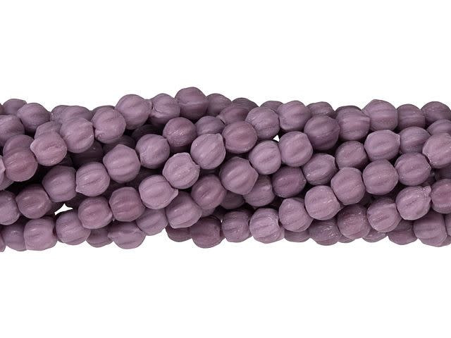 Czech Glass 3mm Matte Opaque Purple Melon Bead Strand by Starman