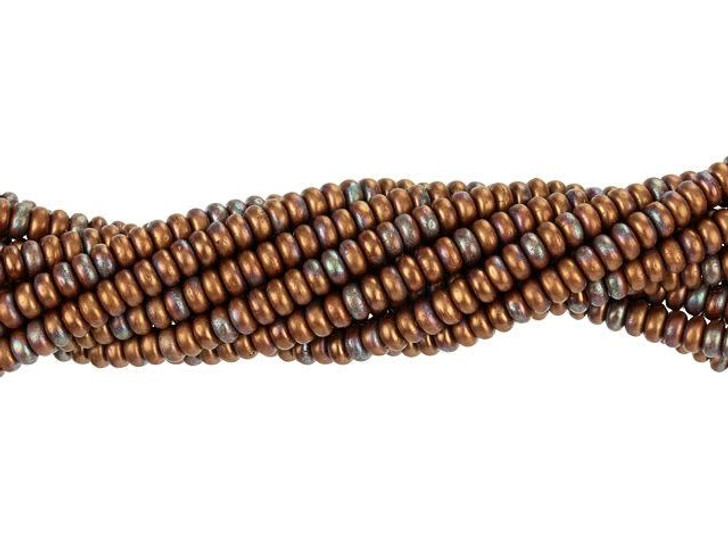 Czech Glass 3mm Matte Opaque Red Bronze Vega Rondelle Bead Strand by Starman