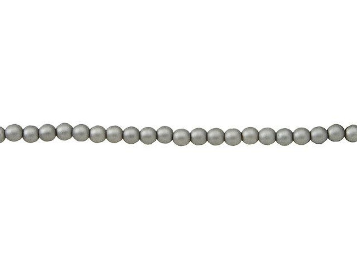 Czech Glass 3mm Matte Silver Round Glass Pearl Bead Strand by Starman