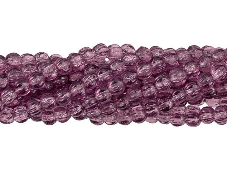 Czech Glass 3mm Medium Amethyst Melon Bead Strand by Starman