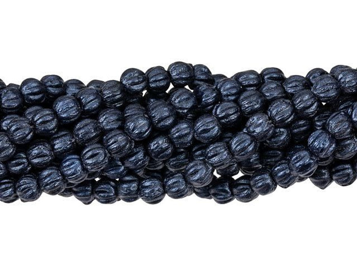Czech Glass 3mm Metallic Suede Dark Blue Melon Bead Strand by Starman