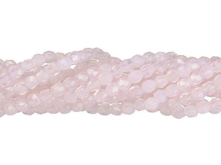 Czech Glass 3mm Milky Soft Rosaline Fire-Polish Bead Strand by Starman