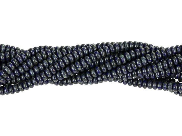 Czech Glass 3mm Navy Blue Picasso Rondelle Bead Strand by Starman