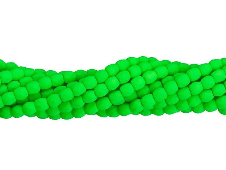 Czech Glass 3mm Neon Green Fire-Polish Bead Strand by Starman
