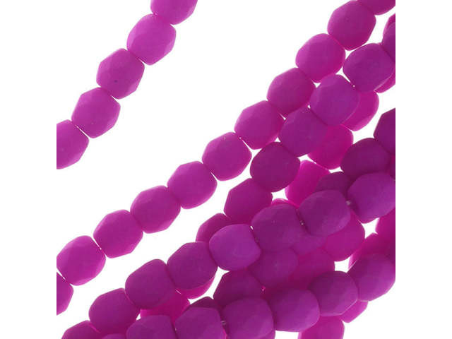 Czech Glass 3mm Neon Purple Fire-Polish Bead Strand by Starman