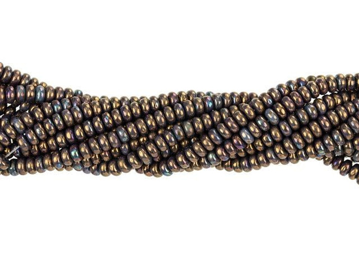Czech Glass 3mm Oxidized Bronze Rondelle Bead Strand by Starman
