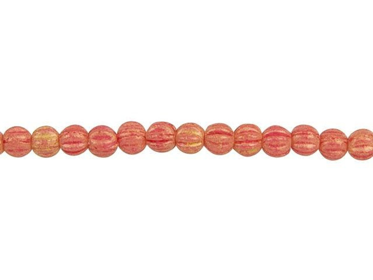 Czech Glass 3mm Pacifica Strawberry Melon Bead Strand by Starman