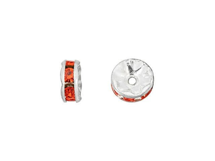 Silver-Plated 6mm Hyacinth Rhinestone Rondelle Spacer Bead Silver-Plated 6mm Hyacinth Rhinestone Rondelle Spacer Bead