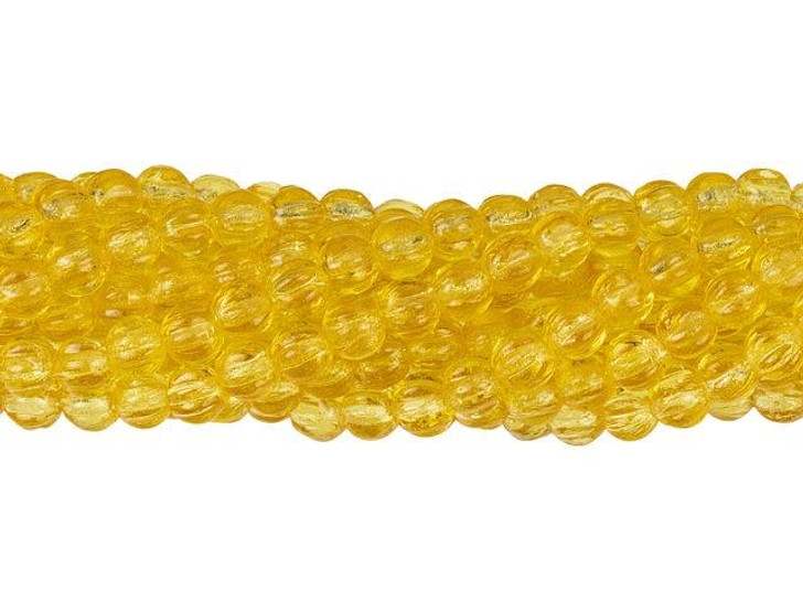 Czech Glass 3mm Topaz Melon Bead Strand by Starman