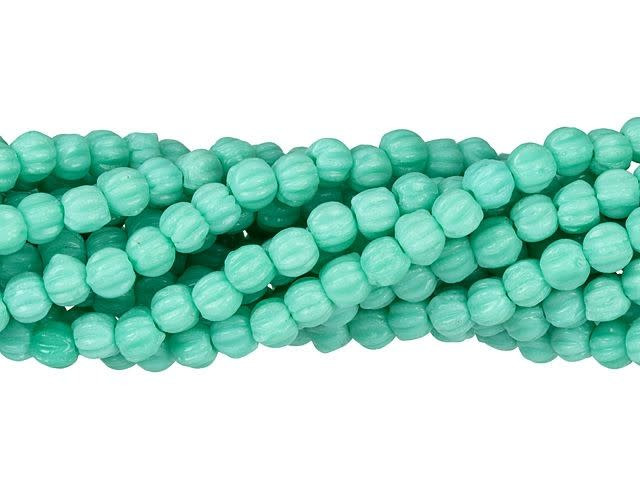 Czech Glass 3mm Turquoise Melon Bead Strand by Starman