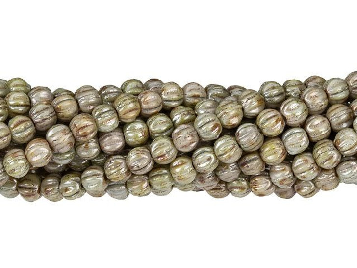 Czech Glass 3mm Ultra Luster Opaque Green Melon Bead Strand by Starman