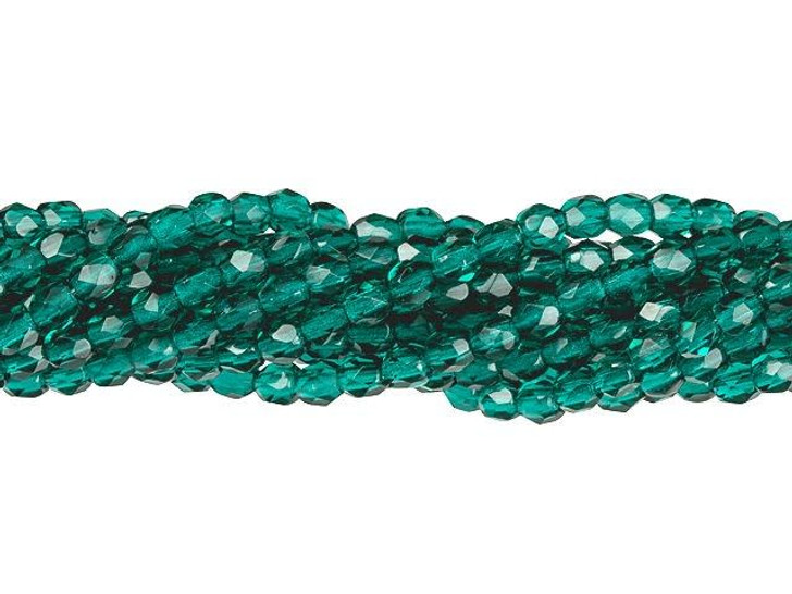 Czech Glass 3mm Viridian Fire-Polish Bead Strand by Starman