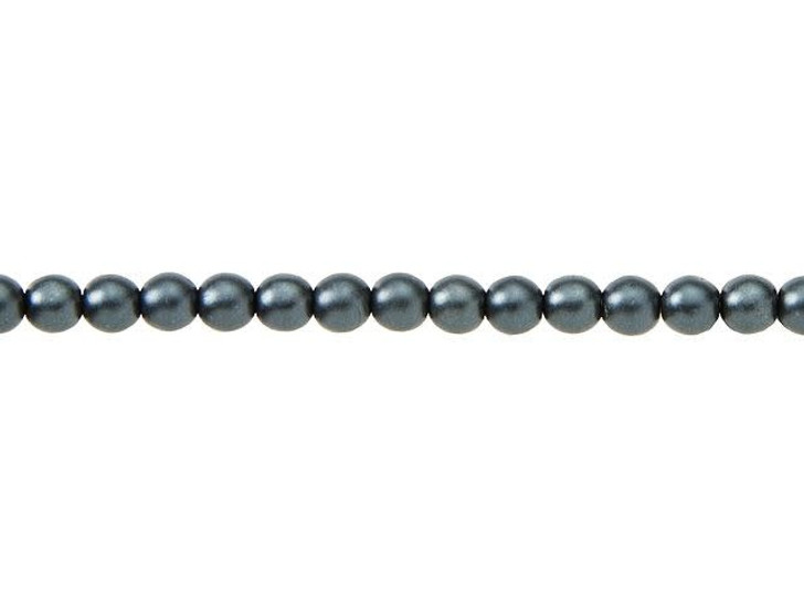 Czech Glass 4mm Charcoal Round Glass Pearl Bead Strand by Starman