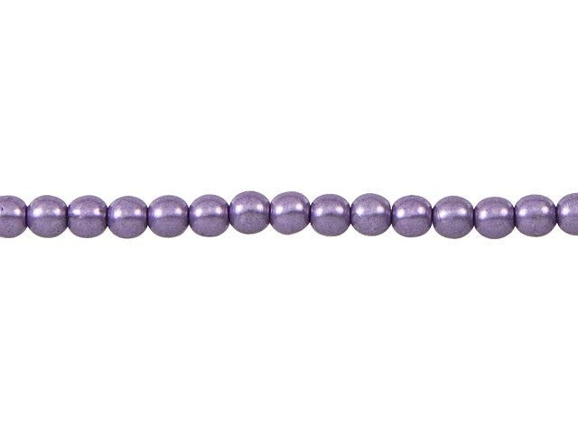 Czech Glass 4mm ColorTrends Saturated Metallic Ballet Slipper Round Bead Strand by Starman