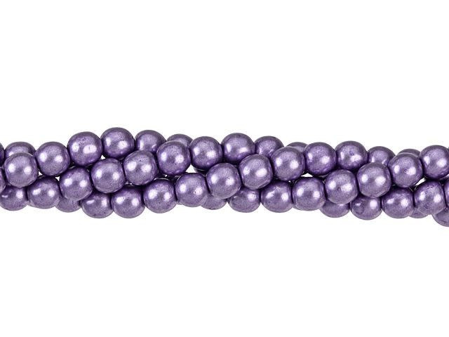 Czech Glass 4mm ColorTrends Saturated Metallic Crocus Petal Round Bead Strand (100pc Strand) by Starman
