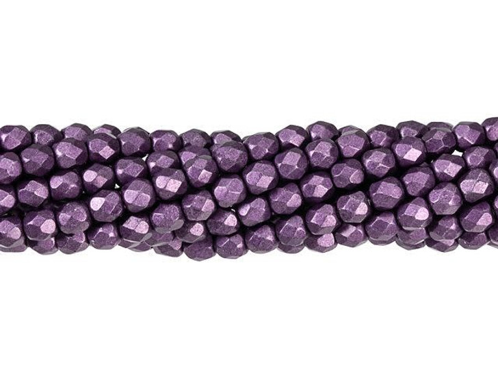 Czech Glass 4mm ColorTrends Saturated Metallic Tawny Port Fire-Polish Bead Strand by Starman