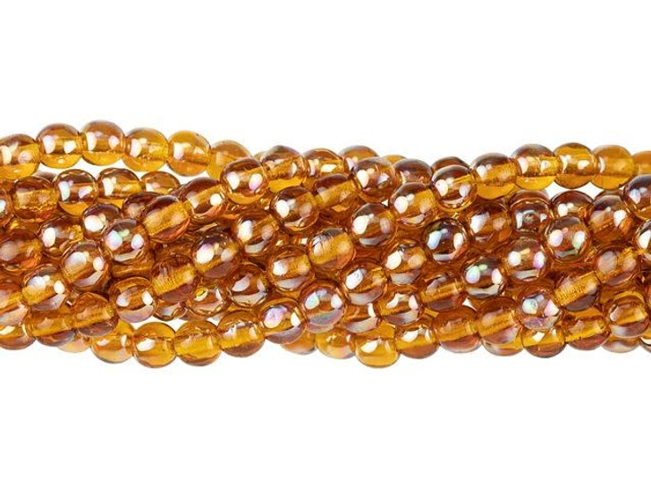 Czech Glass 4mm Dark Topaz Celsian Round Bead Strand by Starman