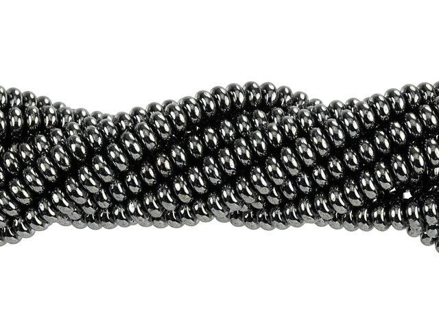 Czech Glass 4mm Hematite Rondelle Bead Strand by Starman
