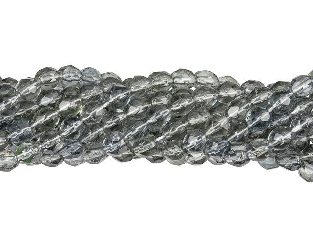 Czech Glass 4mm Hurricane Glass - Montana Blue/Black Diamond Fire-Polish Bead Strand by Starman