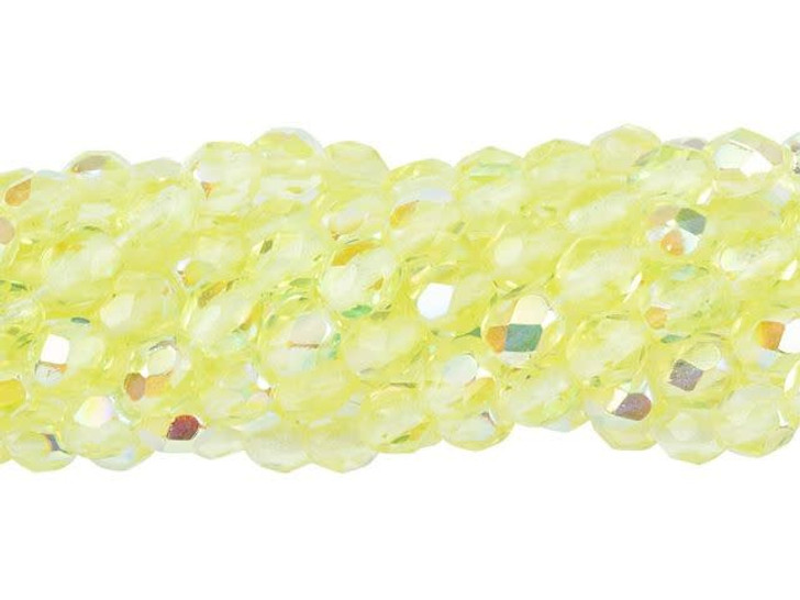 Czech Glass 4mm Jonquil AB Fire-Polish Bead Strand by Starman