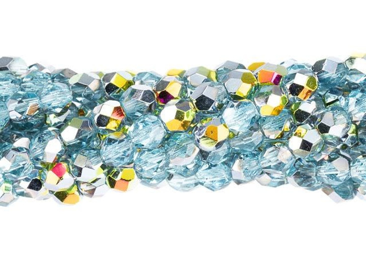 Czech Glass 4mm Marea Aquamarine Fire-Polish Bead Strand by Starman