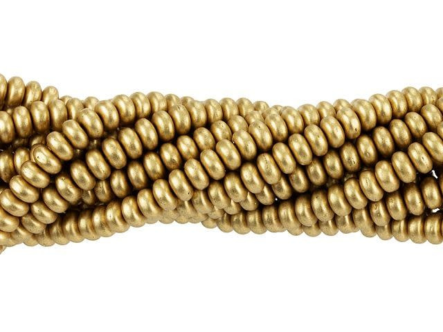 Czech Glass 4mm Matte Metallic Flax Rondelle Bead Strand by Starman