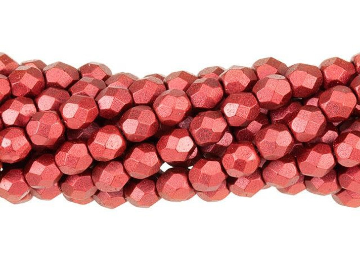 Czech Glass 4mm Matte Metallic Lava Fire-Polish Bead Strand by Starman