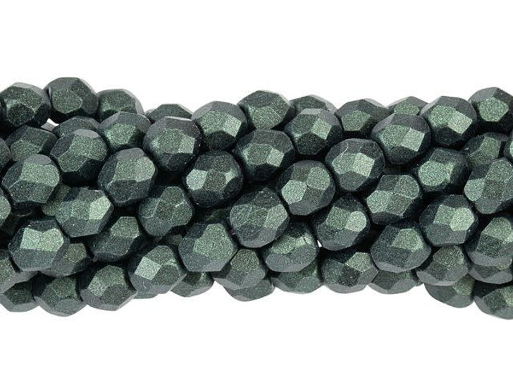 Czech Glass 4mm Metallic Suede Dark Forest Fire-Polish Bead Strand by Starman