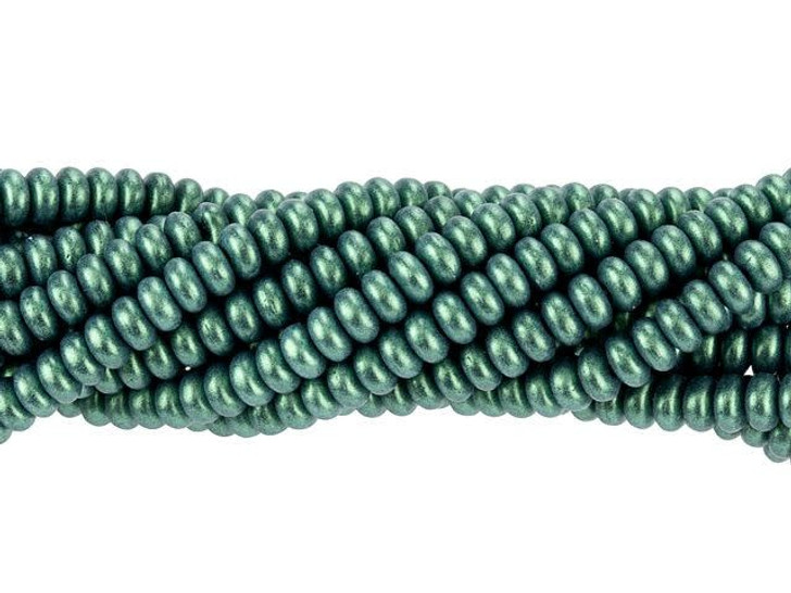 Czech Glass 4mm Metallic Suede Light Green Rondelle Bead Strand by Starman Czech Glass 4mm Metallic Suede Light Green Rondelle Bead Strand by Starman
