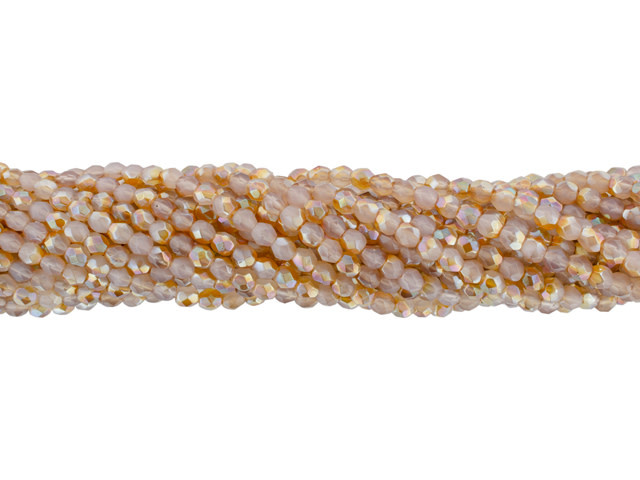 Czech Glass 4mm Milky Amethyst Celsian Fire-Polish Bead Strand by Starman