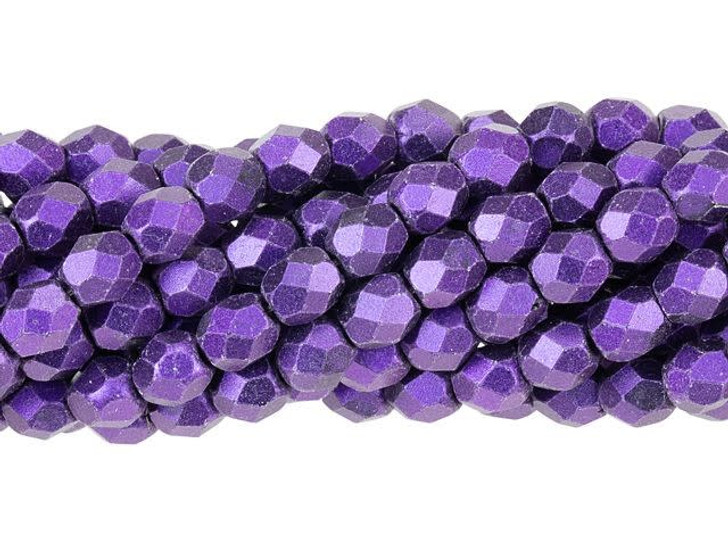 Firepolish 4mm Czech Glass Beads PURPLE-BLUE AB (Strand of 50)