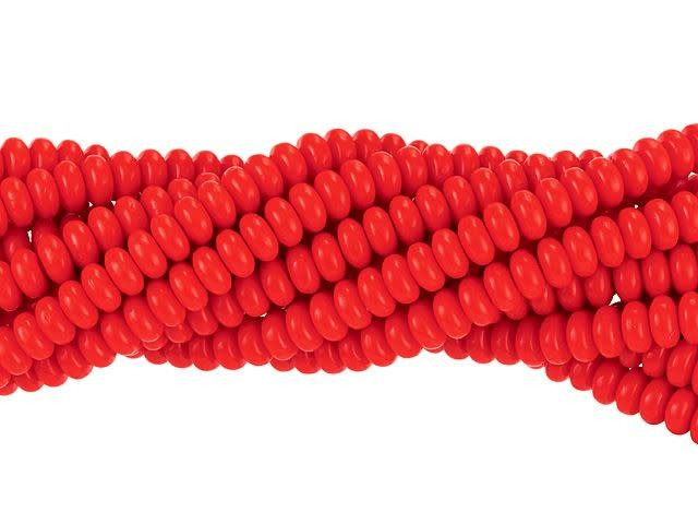 Czech Glass 4mm Opaque Red Rondelle Bead Strand by Starman