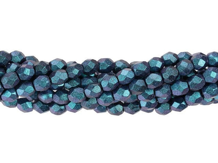 Czech Glass 4mm Polychrome - Indigo Orchid Fire-Polish Bead Strand by Starman