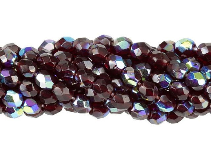 Czech Glass 4mm Ruby AB Fire-Polish Bead Strand by Starman