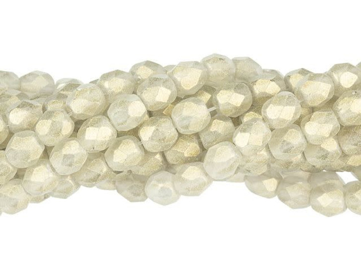 Czech Glass 4mm Sueded Gold Black Diamond Fire-Polish Bead Strand by Starman