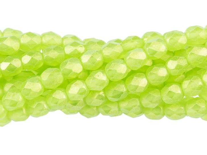 Czech Glass 4mm Sueded Gold Olivine Fire-Polish Bead Strand by Starman