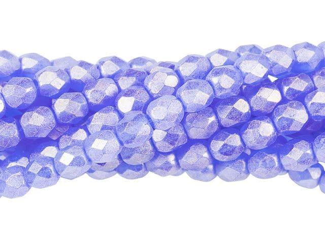 Czech Glass 4mm Sueded Gold Sapphire Fire-Polish Bead Strand by Starman