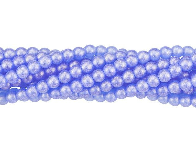 Czech Glass 4mm Sueded Gold Sapphire Round Bead Strand by Starman