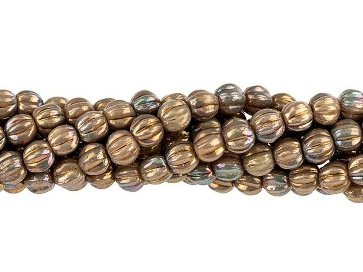 Czech Glass 5mm Luster Opaque Bronzed Smoke Melon Bead Strand by Starman