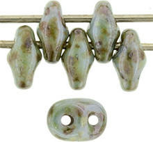 Matubo SuperDuo 2x5mm 2-Hole Opaque Green Luster Seed Bead 2.5-Inch Tube