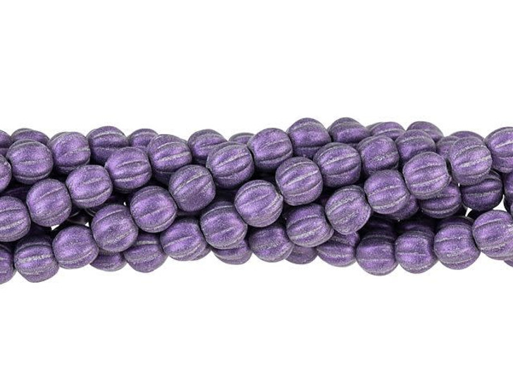 Czech Glass 5mm Metallic Suede Purple Melon Bead Strand by Starman