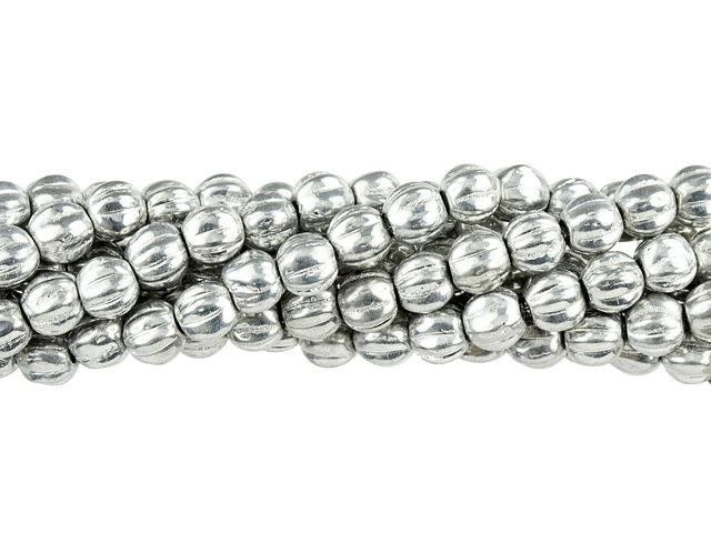 Czech Glass 5mm Silver Melon Bead Strand by Starman
