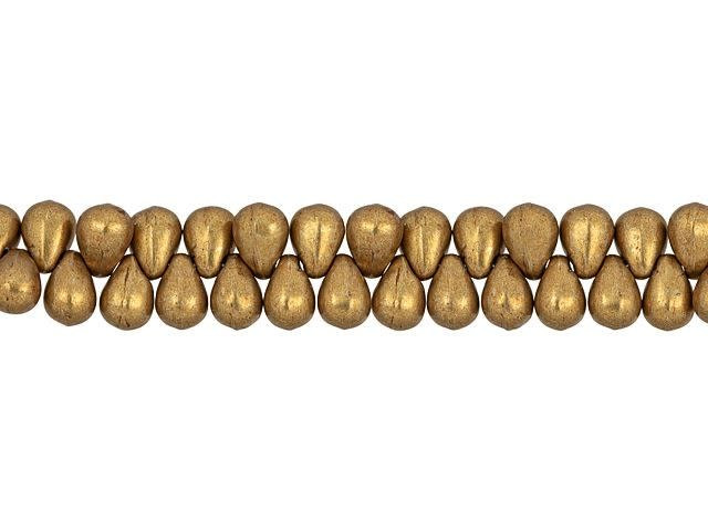 Czech Glass 6 x 4mm ColorTrends Saturated Metallic Ceylon Yellow Tear Drop Bead (100pc Strand) by Starman