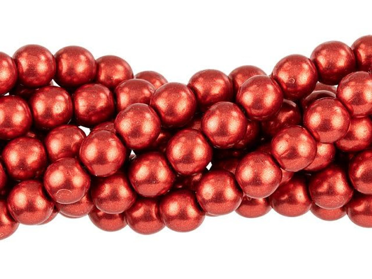 Czech Glass 6mm ColorTrends Saturated Metallic Cherry Tomato Round Bead Strand by Starman