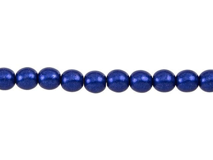 Czech Glass 6mm ColorTrends Saturated Metallic Lapis Blue Round Bead Strand by Starman
