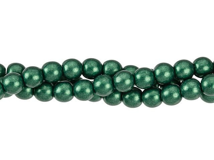 Czech Glass 6mm ColorTrends Saturated Metallic Martini Olive Top-Drilled Round Bead (25pc Strand) by Starman