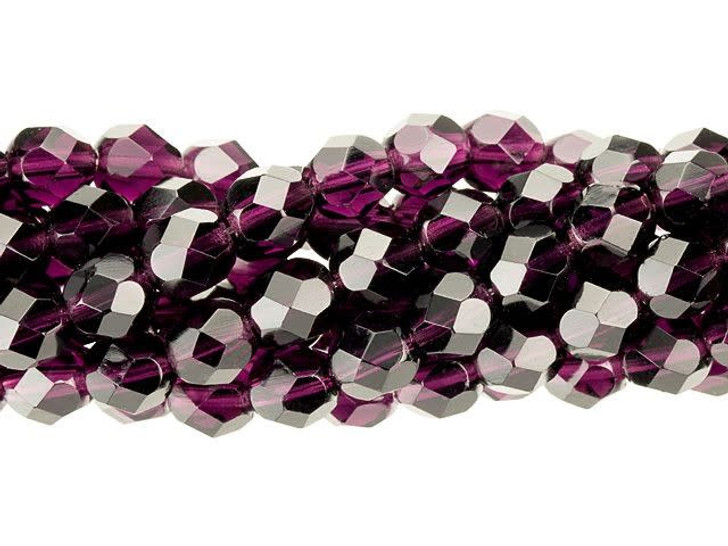 6mm Amethyst Czech Glass Simple Cut Beads, 3 Strand