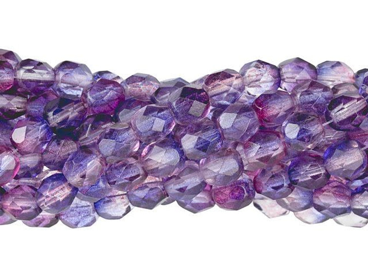 Czech Glass 6mm Dual Coated Amethyst/Fuchsia Fire-Polish Bead Strand by Starman