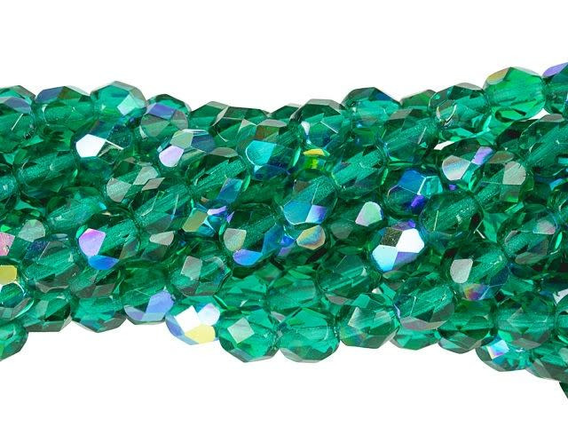 Czech Glass 6mm Emerald AB Fire-Polish Bead Strand by Starman