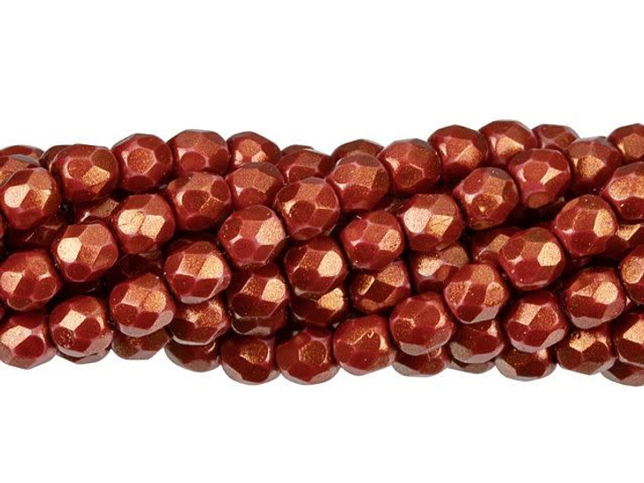 Czech Glass 6mm Halo Ethereal - Cardinal Fire-Polish Bead Strand by Starman